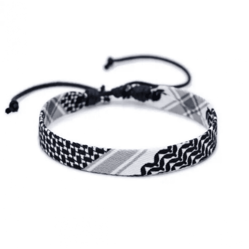 Pulsera Keffiyeh blanca y negra ajustable