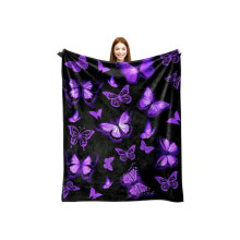 Purple Butterfly Flannel Blanket Nordic Style 50x40 inches