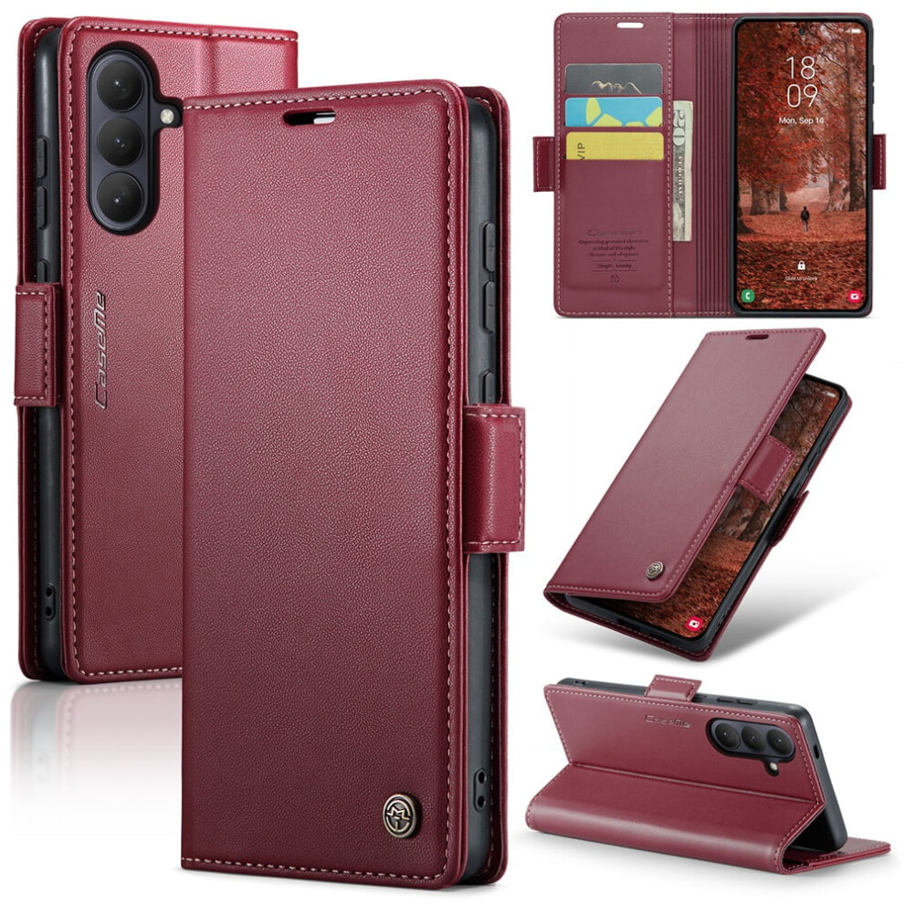 Caseme Leather Wallet Case For Compatible With Samsung Galaxy S26+ 5G & S25 5G – Rfid Blocking, Magnetic Clasp, Kickstand, Wine Red 9482828639470