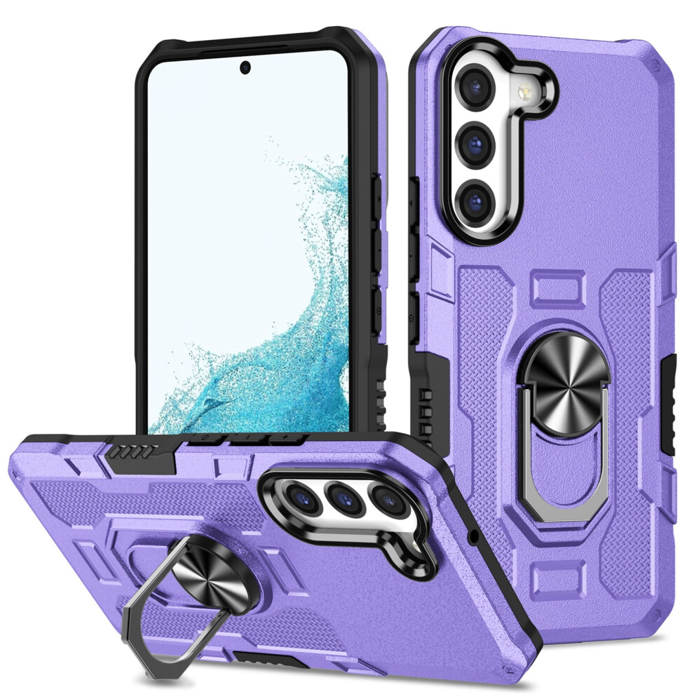 Rugged Defender Case For Compatible With Samsung Galaxy S22 Ultra 5G (6.8") Â Anti-Drop, Non-Slip, Ring Holder & Kickstand Purple 9482828640261