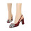 Women's Rhinestone Bow Leather Block Heel Pumps 1