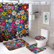 Ensemble de tapis de salle de bain 4 pièces, imprimé floral jardin printanier
