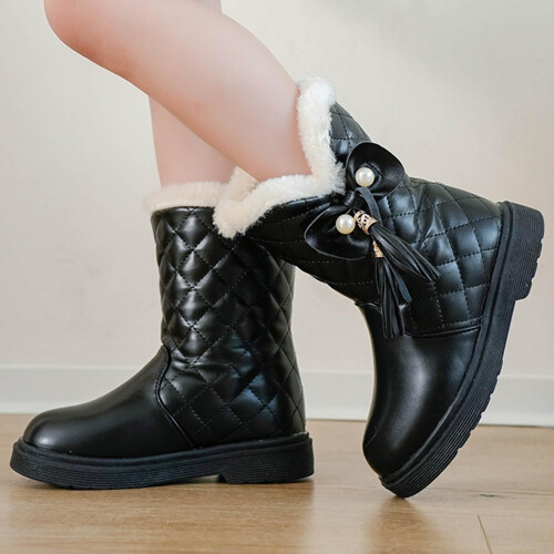 Warme Kinder-Schneestiefel aus Samt, mittelhoch