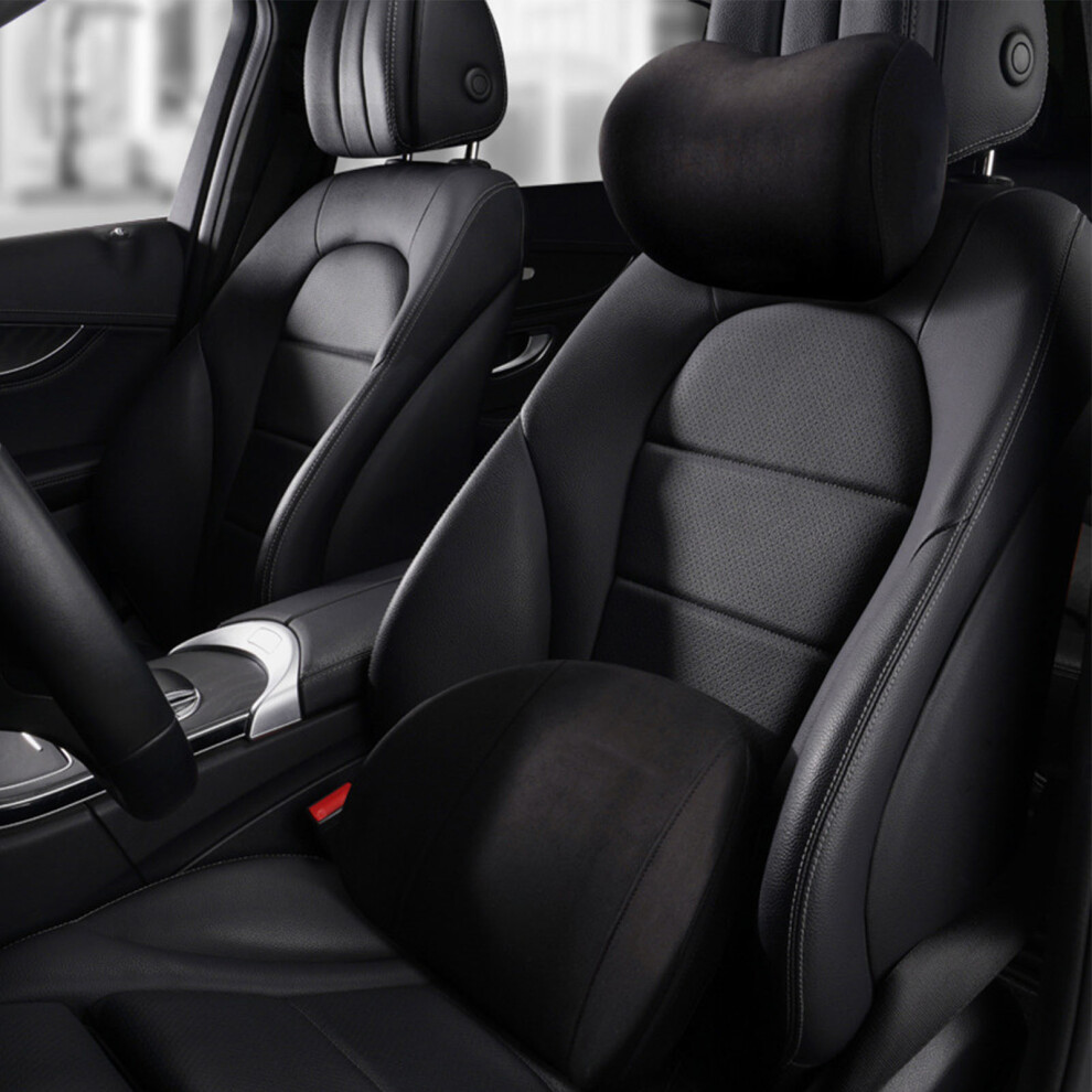 Car Lumbar Pillow Memory Foam Suede Black 7661393734014