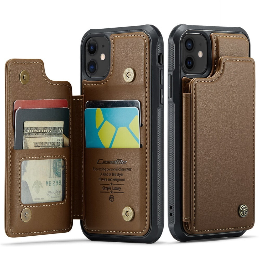 Caseme Leather Wallet Case For Iphone 12 (6.1") Â Rfid Blocking, Magnetic Clasp, Kickstand, Shockproof, Brown 9773935336049