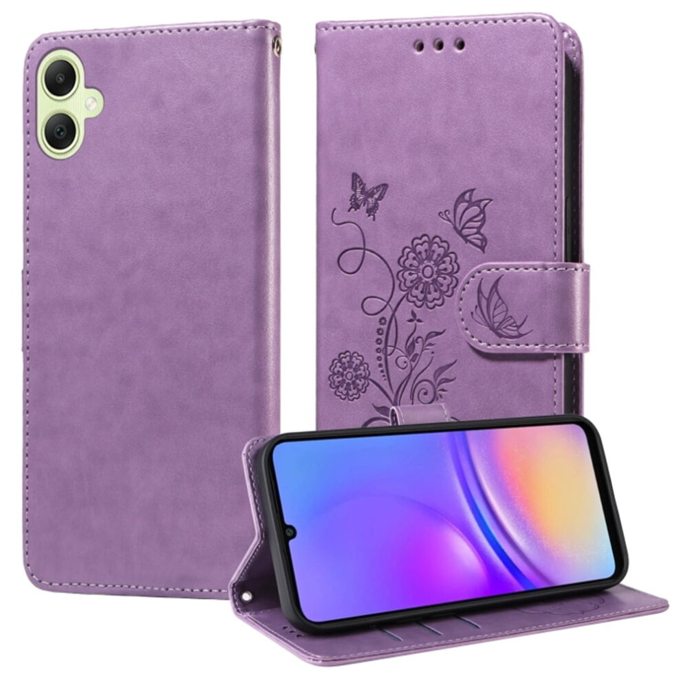 Butterfly Flower Flip Case For Samsung Galaxy A05 Purple 968604574863