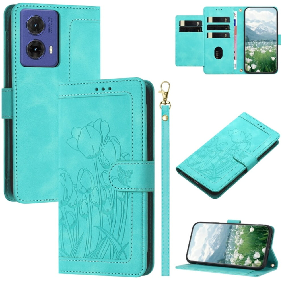 Leather Flip Wallet Case For Motorola Moto G85 5G Green 968604576188