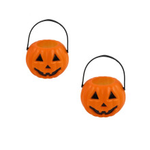 Halloween-kurpitsasanko kahvalla, kannettava karkkisäilytys juhliin ja sisustukseen – 2 kpl, yhteensopiva Halloween-teemojen kanssa