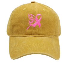 Unisex-Mütze zur Krebsvorsorge – Bestickte rosa Schleife, verstellbare Baseballkappe, lässige und vielseitige Outdoor-Sportmütze, Hop Hat