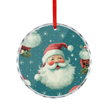 Türkisblauer Vintage-Weihnachtsmann aus Kristallglas mit Zwinkern – Weihnachtsbaumschmuck für Kinder, Eltern und Freunde – ideal für die