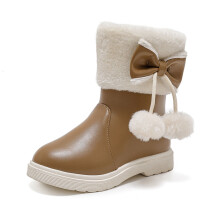 Toddler Boots Girls Boots Girls' Autumn and Winter Snow Boots Thick Soles Non Warm and Comfortable Solid Color Bow Boots Girls Winter Boots
