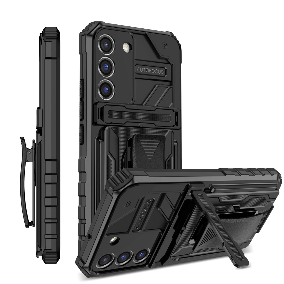 Heavy Duty Hybrid Case For Compatible With Samsung Galaxy A03s Â Shockproof, Dual Layer, Kickstand & Belt Clip, Black 9773935334946
