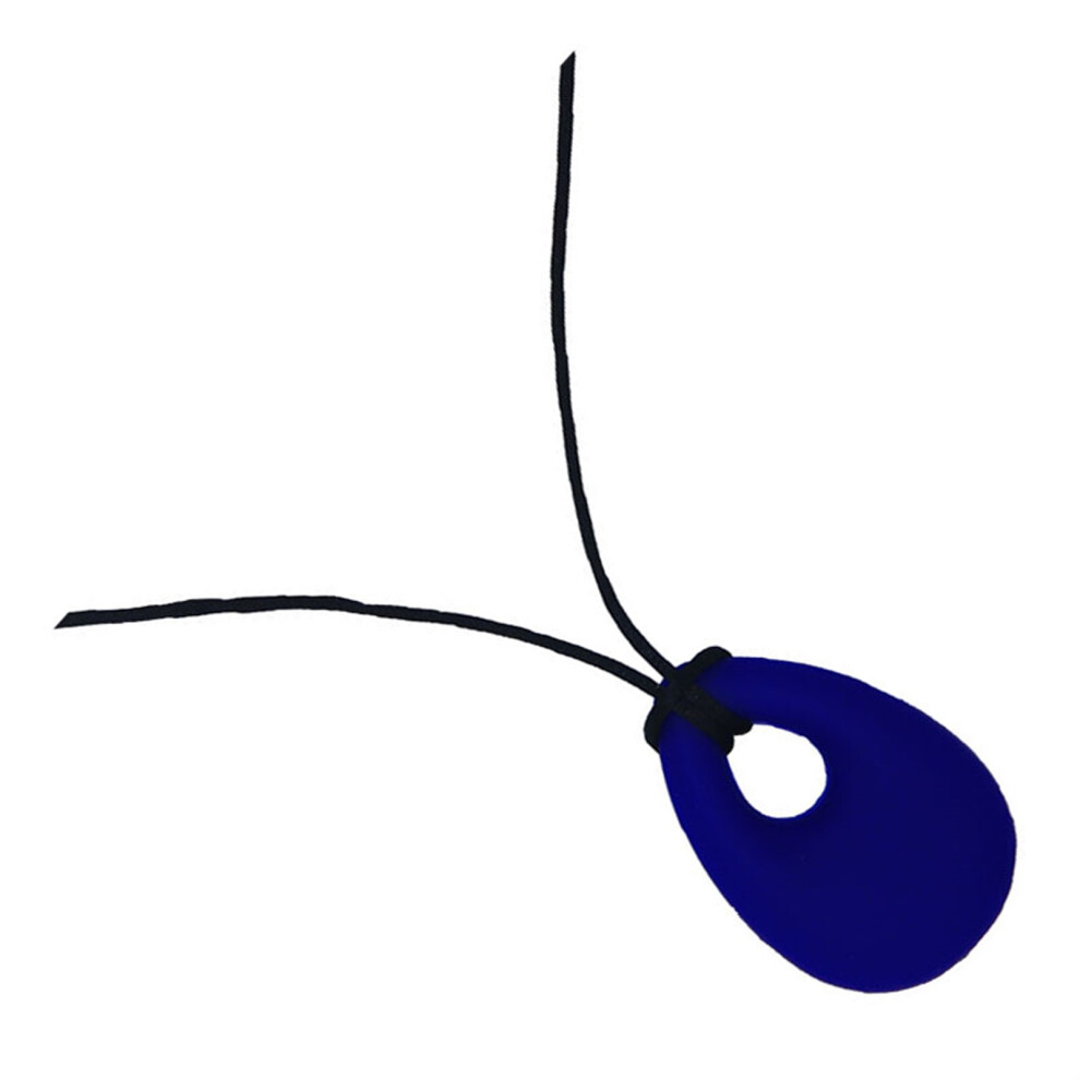 Navy Teardrop Silicone Chew Necklace For Baby Blue