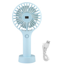 Mini ventilador portátil de baixo consumo de energia, design ergonômico para viagens, funciona com bateria de lítio recarregável via USB.