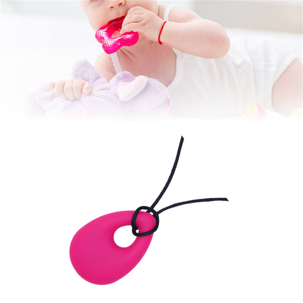 Rose Teardrop Silicone Chew Necklace For Baby Red