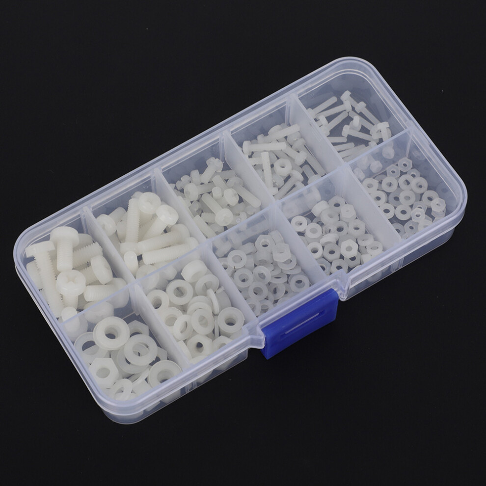 270Pcs Nylon Screw Nut Washer Kit M2-M5 Assortment Hardware White 4011392664912
