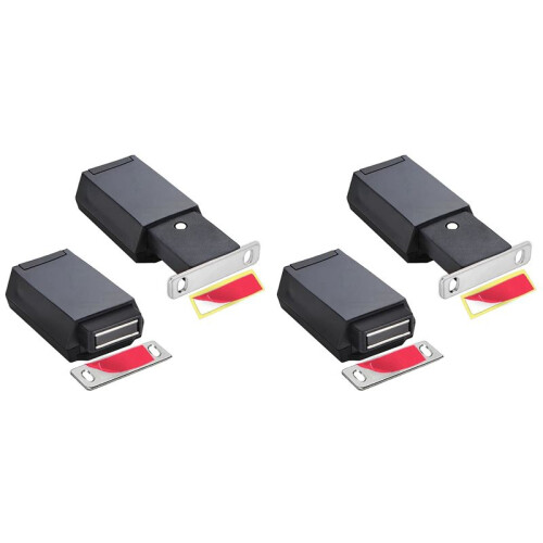 4 Pack Heavy Duty Push  & Lock for Hidden Door Touch Latches and Catch Magnet Push Release Drawer Pull Tip, Black