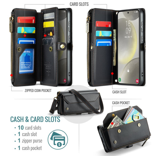 Θήκη πορτοφολιού crossbody για Samsung Galaxy S25+ 5G – RFID Blocking, Θήκη για 10 κάρτες, Μαλακό δέρμα 1