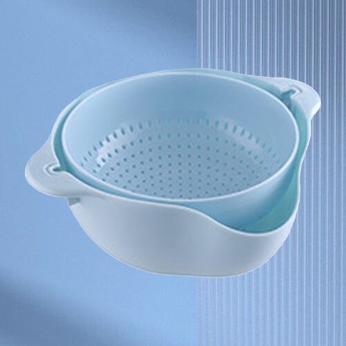 Australian Vegetable Washing Basket with Rotating Double Layers Blue