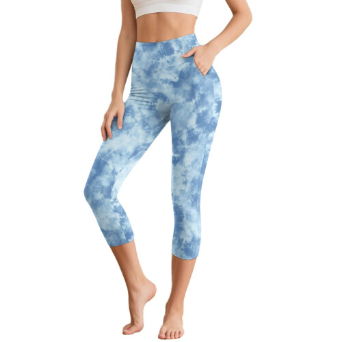 HELlHERO Κολάν Capri με Tie Dye Print για γυναίκες, ελαστικά παντελόνια γιόγκα, κολάν