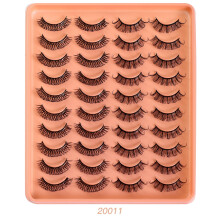 Geschwungene künstliche Wimpern, 20 Paar Packung – Dichter, natürlicher Wimperntransplantationseffekt, Premium-Wimpern für das tägliche Make-up