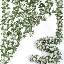 ghirlande di rose artificiali da 250 cm con foglie verdi – Adatte per decorazioni domestiche, matrimoni, feste, Natale e primavera.