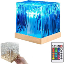 Projetor Aurora Boreal – Lâmpada Aurora de 16 Cores, Recarregável, Iluminação Ambiente RGB 360, Controle Remoto, Design de Cubo de Cristal
