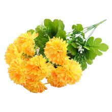 Gele nepbloemen, zijden bolchrysanten, kunstbloemen, 44,5 cm (17,32 inch) voor huis, keuken, bruiloft, feestdecoratie, nieuwjaar en lente.