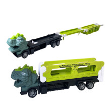 Großer Dinosaurier-Transport-LKW – 90 cm lange Rennstrecke mit Druckgussautos, kompatibel mit Dino-Spielzeug, Geschenk für Jungen von 2-6 Jahren