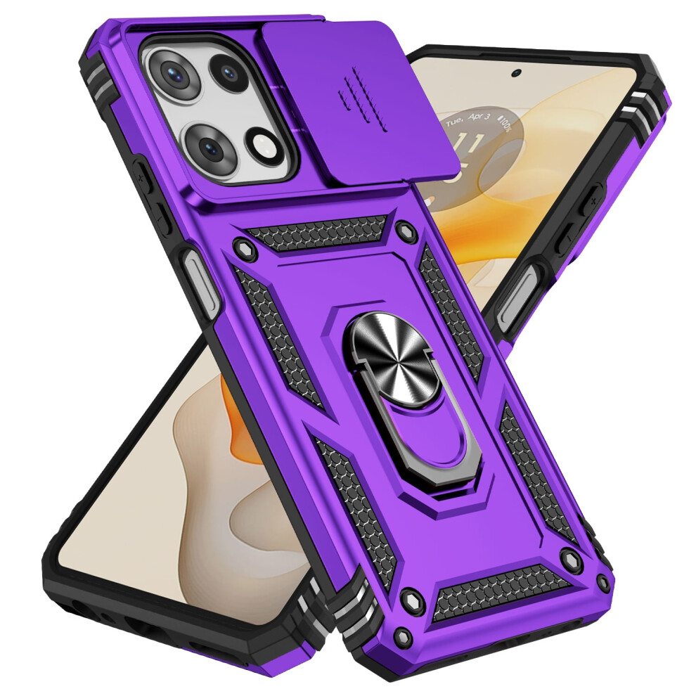 Allytechgroup Rotatable Kickstand Case For Motorola Moto G 5G 2025/2026 Â Military Drop Protection, Magnetic Car Mount, Purple 9551475441672