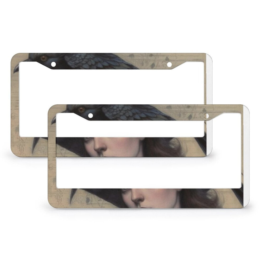 Victorian Bird Crow License Plate Frame 2-Pack Â Vintage Halloween Aluminum Cover, Compatible With Us/Canada Standard Black 9551475441153