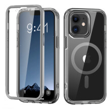 Capa magnética para iPhone 11 com protetor de tela integrado, resistente a impactos e poeira, compatível com MagSafe, cristalina e antirriscos.