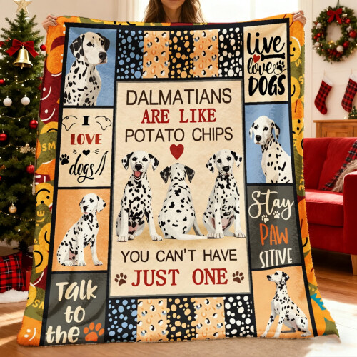 Κουβέρτα από φλις Dalmatian Dog Lovers – Μαλακή βελούδινη φανέλα με σχέδιο κουταβιού,