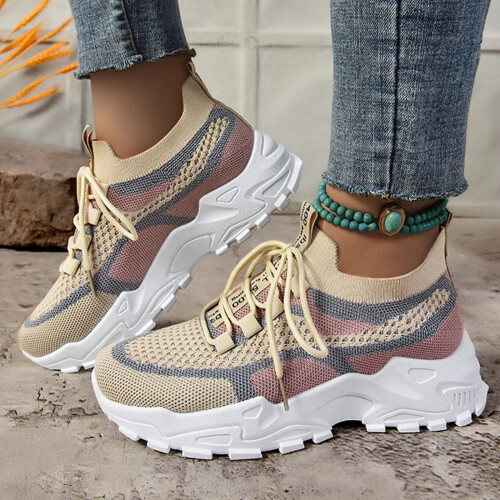 Γυναικεία αθλητικά παπούτσια Willtoo Chunky Knit Mesh Y2K, ελαφριά, μαλακή σόλα για περπάτημα,