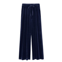 Women's Velvet Palazzo Trousers Elastic Waist Plus Size