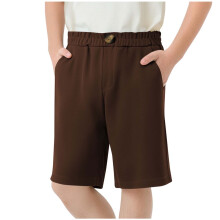 Gutteskoleuniformshorts stretch pull-on chinoshorts ungdoms cropped shorts med lommer brun 13-14 år