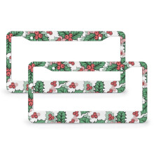 Christmas Flower License Plate Cover Set Aluminum 2 pcs