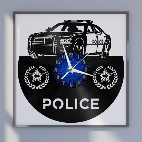 Ρολόι τοίχου βινυλίου 12" Police Station4 – Αθόρυβη, δημιουργική διακόσμηση για σαλόνι,