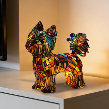 Scultura luminosa notturna, statuetta di cane a LED, lampada decorativa in resina per casa, camera da letto, scrivania o soggiorno, regalo per gli