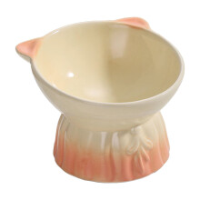 Cuenco de cerámica con forma de gato (14 cm) - Cuenco elevado para comida y agua con protección para el cuello de los gatos, cuenco grande y bonito