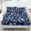 Cooling Sheet Set Navy Blue Leaf Print 3-Piece 1