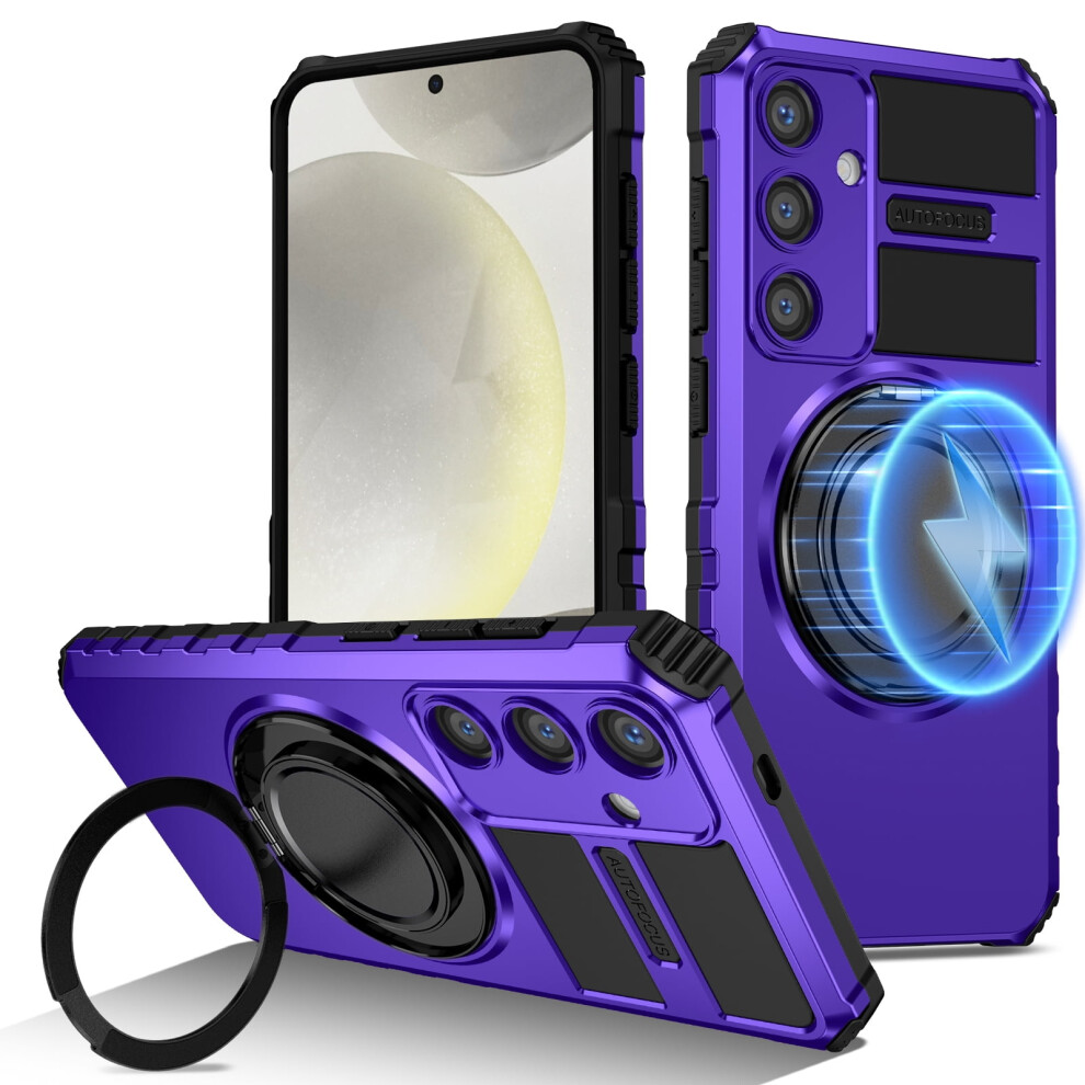 Samsung Galaxy S21 Fe Case With Rotating Ring Stand, Magsafe Compatible, Heavy Duty Magnetic Case For S21 Fe 5G 6.4", Purple 9340959351855