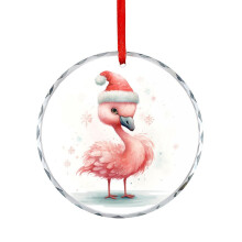 Weihnachtsschmuck mit Flamingo-Weihnachtsmannmütze – Baumschmuck aus Glas im Landhausstil, Geschenk für Zuhause/Partys, kompatibel mit
