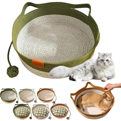Καλάθι για γάτες Cutypet – Χειροποίητο βαμβακερό κρεβάτι με σχοινί παιχνιδιού,