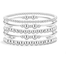 Retro Beaded Bracelet Set Silver Gold Copper Five-Piece