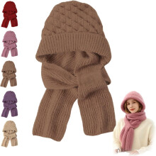 Talvi monipuolinen neulottu hupullinen huivi naisille lämmin fleece korvasuoja tuulenpitävä lippis talvipipo kiinnitetyllä