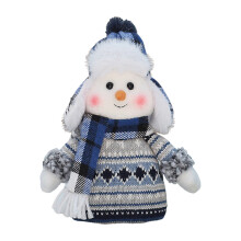 Boneco de Neve de Pelúcia Fofo - Boneco de Neve Azul de Tricô para Decoração de Mesa de Inverno, Presente Artesanal de Natal para Família e