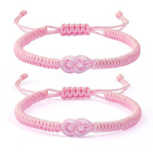 Βραχιόλι Unity Knot Braided Ρυθμιζόμενο Δώρο για Ζευγάρια/Ροζ σετ βραχιόλι ομόκεντρων