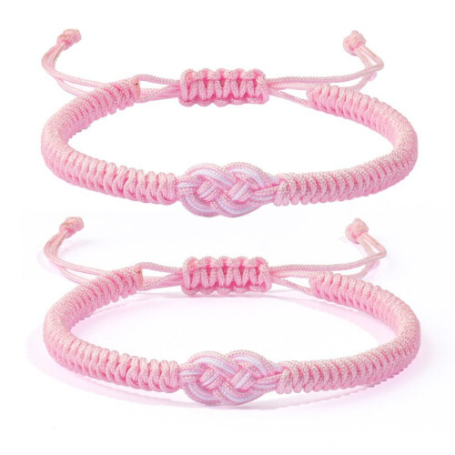 Βραχιόλι Unity Knot Braided Ρυθμιζόμενο Δώρο για Ζευγάρια/Ροζ σετ βραχιόλι ομόκεντρων