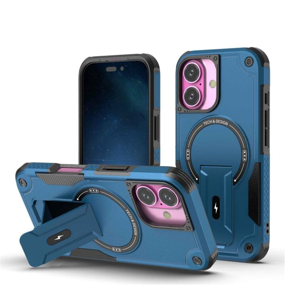 Iphone 17 6.1" Case [Compatible With Magsafe] Â Military-Grade Shockproof Tpu With Invisible Stand, Blue 9340959354078